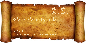 Kázmér Dezső névjegykártya